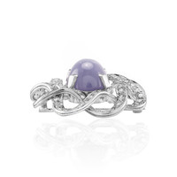 27.50 Ct. Bluish Purple Sapphire and Natural Diamond Accent Stones Brooch, 18K White Gold Image